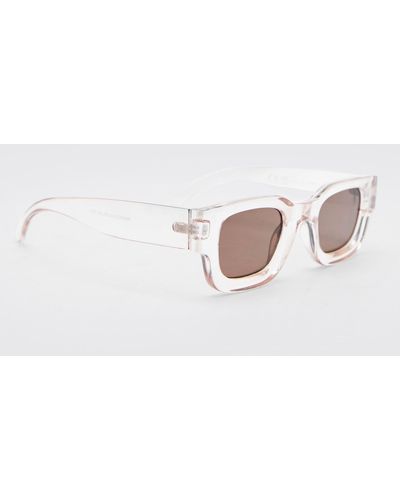 Boohoo Plastic Chunky Classic Sunglasses - Natural