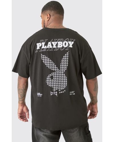 Boohoo Plus Flannel Print Playboy T-shirt In Black