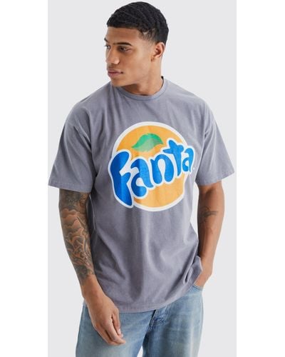 BoohooMAN Oversized Fanta Orange Wash License T-shirt - Blue