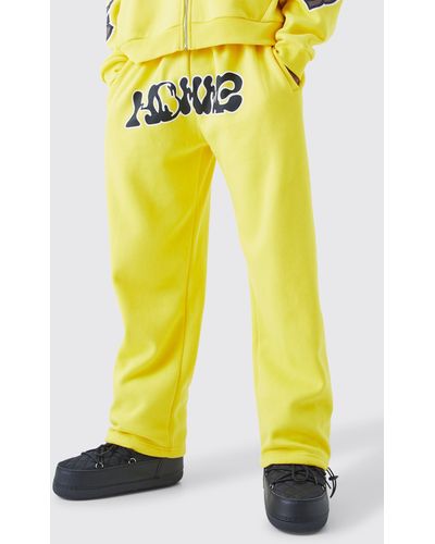 BoohooMAN Oversized Tab Detail Homme Jogger - Yellow