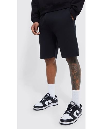 BoohooMAN Basic Loose Fit Mid Length Jersey Short - Black