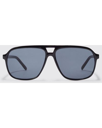 Boohoo Plastic Aviator Sunglasses - Blue