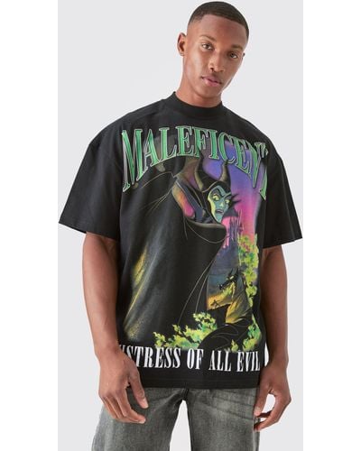 BoohooMAN Oversized Disney Maleficent Large Scale License T-shirt - Green