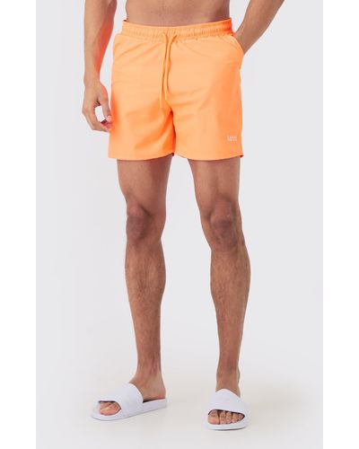 BoohooMAN Original Man Mid Length Swim Short - Orange