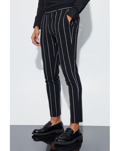 BoohooMAN Super Skinny Stripe Suit Pants - Black