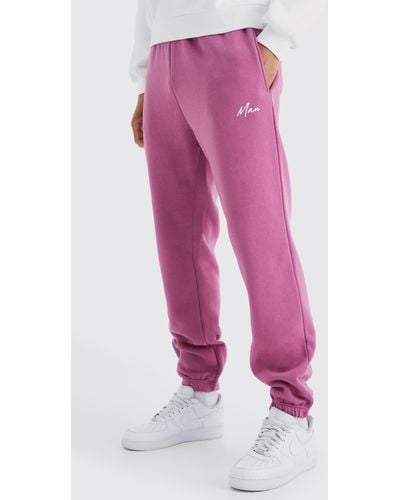 BoohooMAN Tall Core Fit Man Signature Branded Jogger - Pink