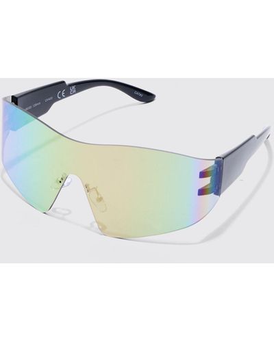 BoohooMAN Shield Lens Sunglasses - Blau