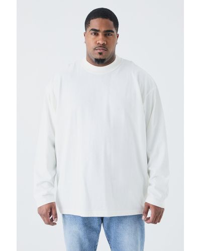 BoohooMAN Plus Oversized Layed On Neck T-shirt - White