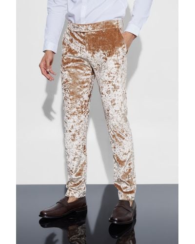 Men's Soft Velvet Trousers Classic Dinner Part Tailored Fit Dress Pants  [TRS-SAM-BURGUNDY-30] Maroon at Amazon Men's Clothing store