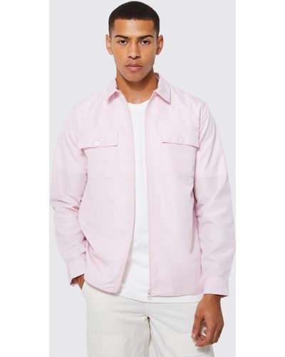 BoohooMAN 2 Pocket Ripstop Overshirt - Pink