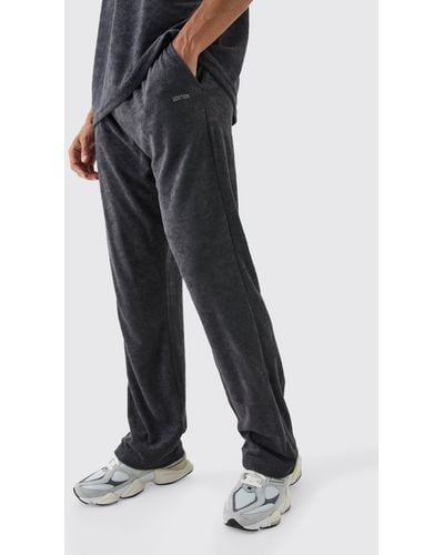 BoohooMAN Relaxed Fit Edition Towelling Joggers - Black