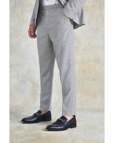 BoohooMAN Tapered Flannel Suit Trousers - Grey