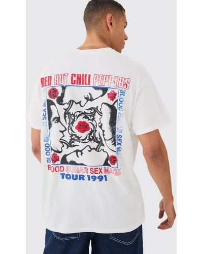 BoohooMAN Oversized Red Hot Chili Peppers License T-shirt - White