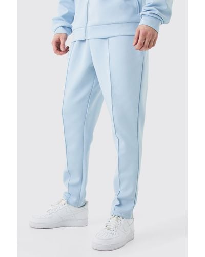 BoohooMAN Tall Slim Tapered Cropped Scuba Jogger - Blue