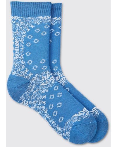 BoohooMAN Bandana Print Socks - Blue