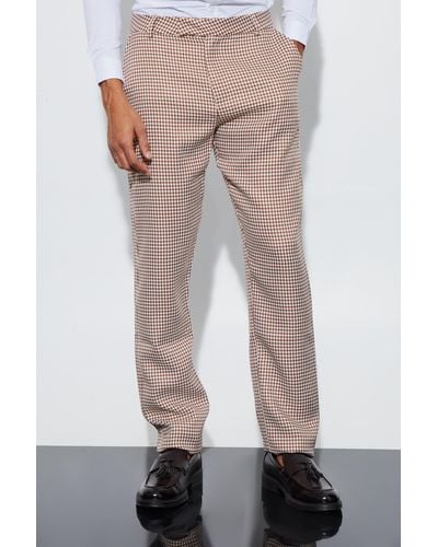BoohooMAN Boucle Houndstooth Straight Fit Pants - Multicolor