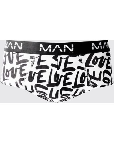 BoohooMAN Man Unterhose mit Love-Print - Schwarz
