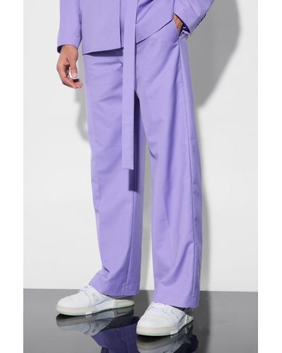 BoohooMAN Wide Fit Suit Trousers - Purple