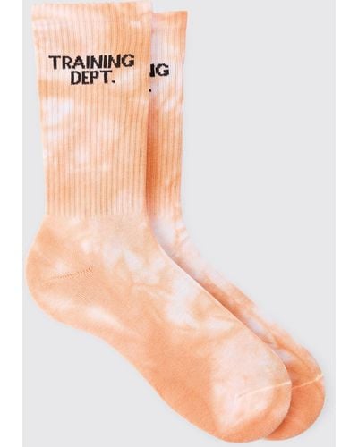 BoohooMAN Active Training Dept Tie-dye Crew Socks - Orange