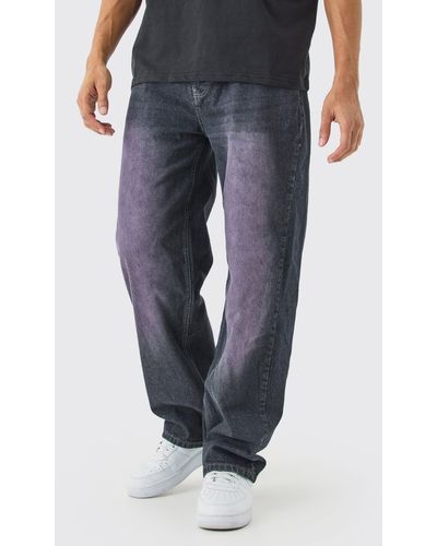 BoohooMAN Baggy Rigid Slate Tint Jeans In Grey - Blue