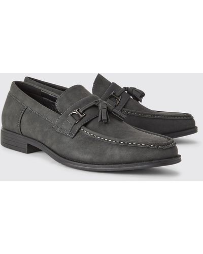 BoohooMAN Faux Suede Snaffle Loafer - Black