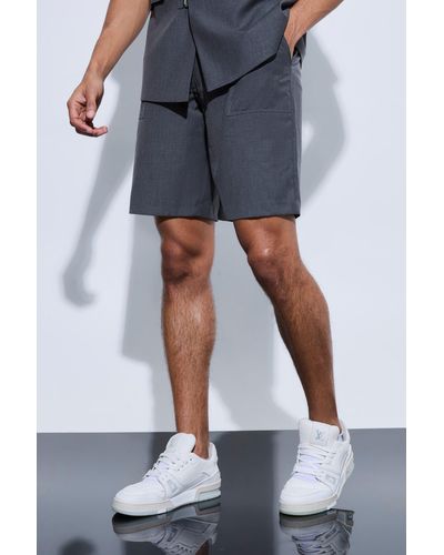 BoohooMAN Pocket Detail Tailored Shorts - Blue