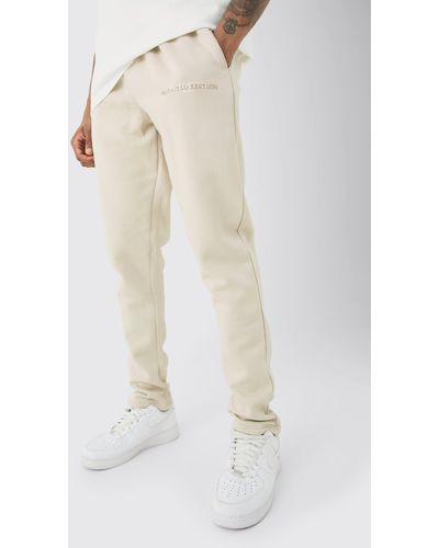 BoohooMAN Tall Tapered Limited Basic Jogger - White