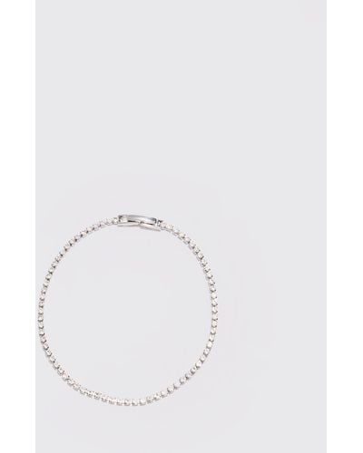 BoohooMAN Iced Necklace In Silver - Blau