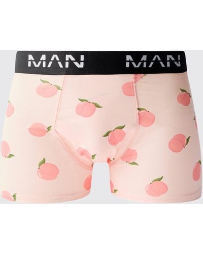 BoohooMAN Man Boxershorts mit Pfirsich-Print - Pink