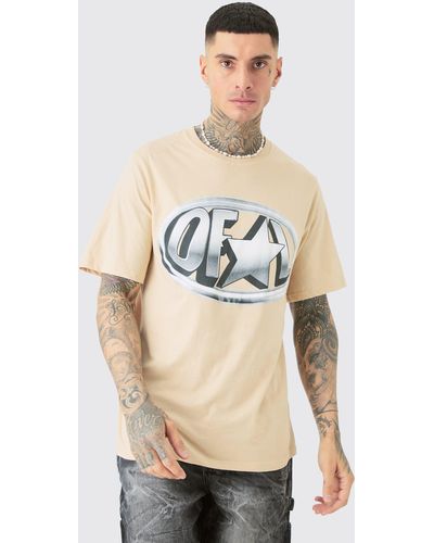 BoohooMAN Tall Core Ofcl Puff Print T-shirt In Sand - Natural