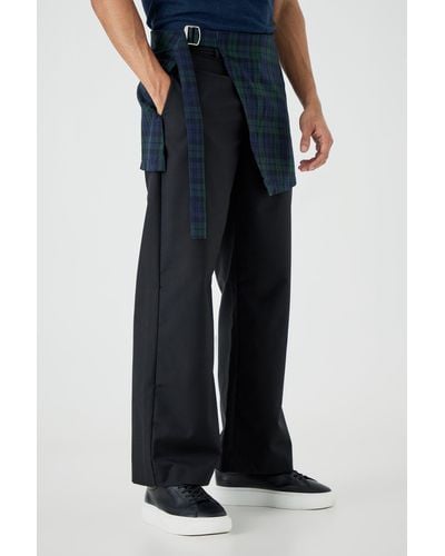 BoohooMAN Plaid Skirt Tailored Trousers - Black