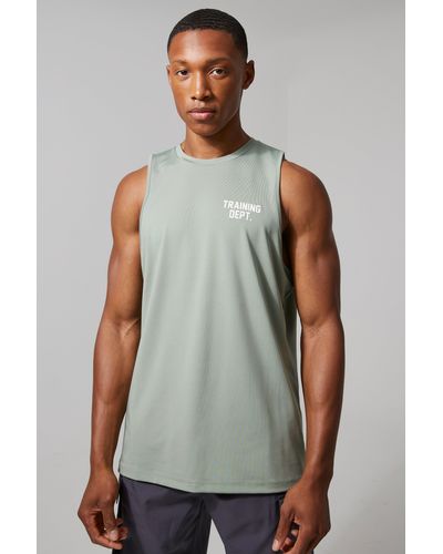 BoohooMAN Top Sin Mangas Man Active Training Dept Resistente - Verde