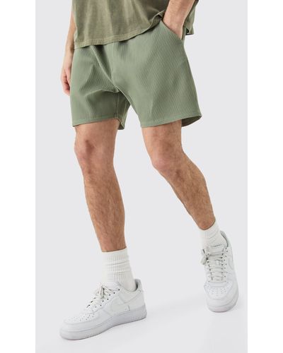 BoohooMAN Pleated Drawcord Shorts - Grün
