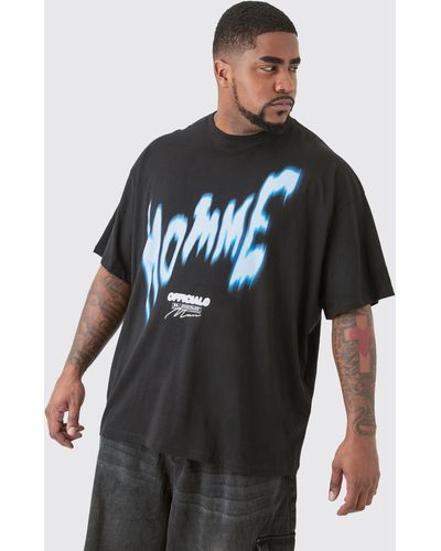 BoohooMAN Plus Painted Homme T-shirt In Black - Schwarz