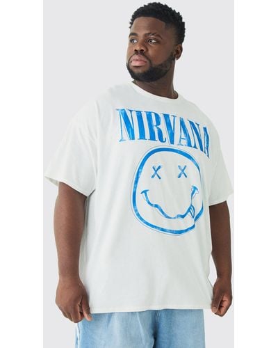 BoohooMAN Plus Nirvana Face License T-shirt - Blau