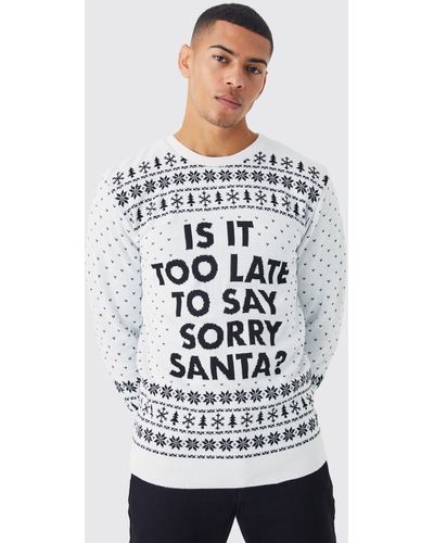 Boohoo Sorry Santa Christmas Sweater - Gray