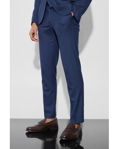 BoohooMAN Slim Flannel Suit Trousers - Blue
