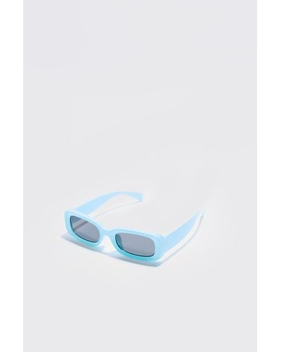 BoohooMAN Chunky Plastic Rectangular Sunglasses - Blau