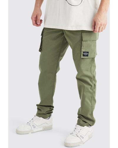 Boohoo Tall Fixed Relaxed Ripstop Cargo Trouser With Tab - Green