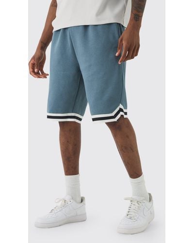 Boohoo Tall Loose Fit Mid Length Basketball Short In Slate - Blue