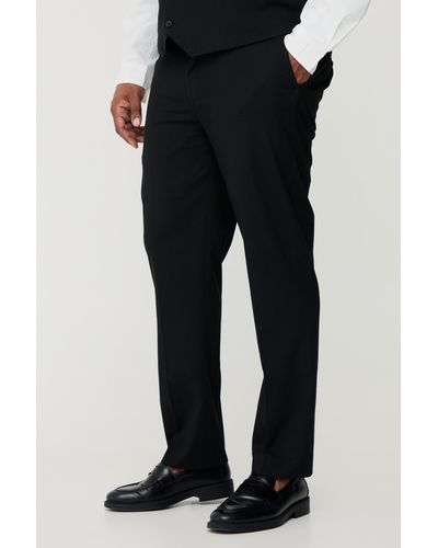 BoohooMAN Plus Essential Regular Fit Suit Trousers In Black