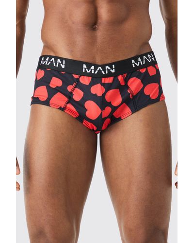 BoohooMAN Man Unterhose mit Valentintags-Herz Print - Rot