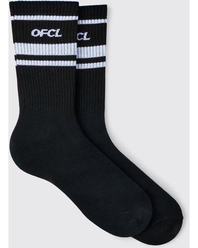 BoohooMAN Ofcl Sports Stripe Socks - Black