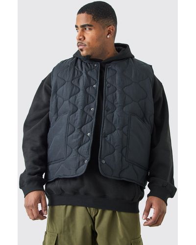 BoohooMAN Plus Onion Quilted Gilet - Grey