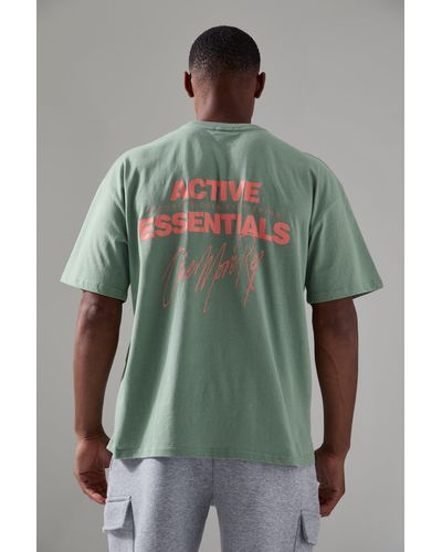 BoohooMAN Man Active Essentials X One More Rep Oversized T-shirt - Green
