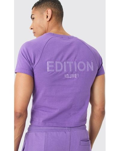 Boohoo Edition Shrunken Heavyweight Extended Neck T-shirt - Purple