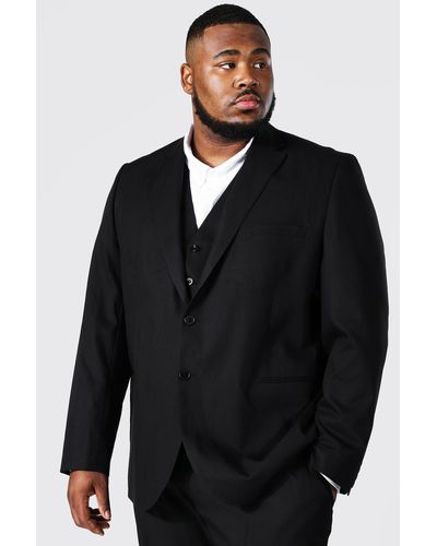 BoohooMAN Plus Size Slim Single Breasted Suit Jacket - Black