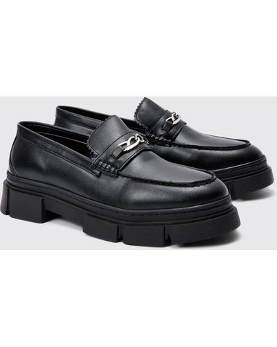 BoohooMAN Track Sole Snaffle Loafer - Black