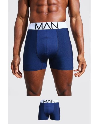 BoohooMAN Man Dash Long Length Sports Boxer - Blue