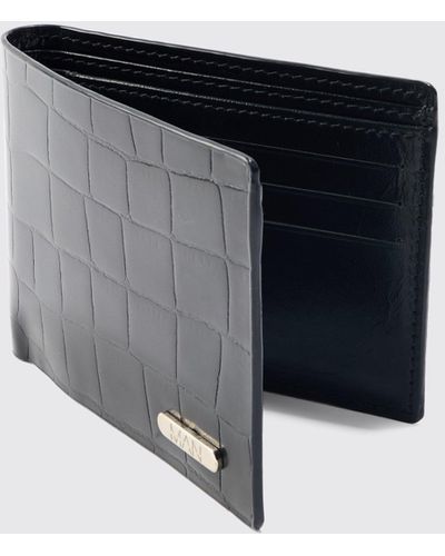 Boohoo Real Leather Tab Pu Textured Wallet - Black